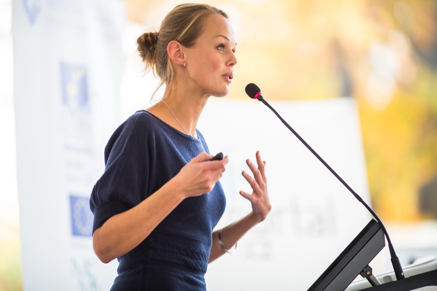 Speaker addressing an audience